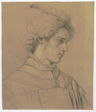 Joven con sombrero de plumas de tres cuartos de Jakob Becker