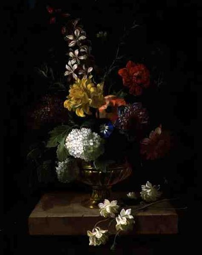 Naturaleza muerta de flores en una urna de Jakob Bogdani or Bogdany