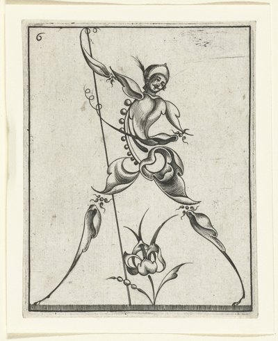 Hombre caminando con bastón Adornos de legumbres para orfebres y plateros (título de la serie) de Jakob Custos