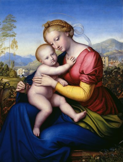 virgen con niño y loro de Jakob Götzenberger