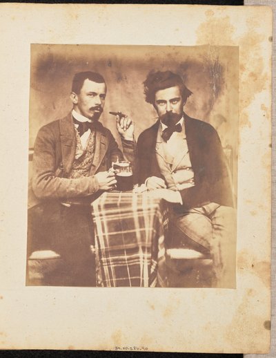 [Retrato de dos hombres en una mesa] de Jakob Höflinger
