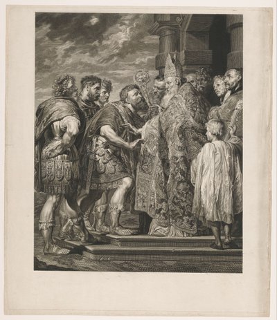San Ambrosio niega al emperador Teodosio el acceso a la iglesia de Milán de Jakob Matthias Schmutzer