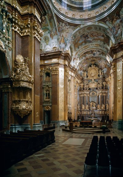 Vista interior de la Iglesia Benedictina de Melk, Melk, Austria de Jakob Prandtauer
