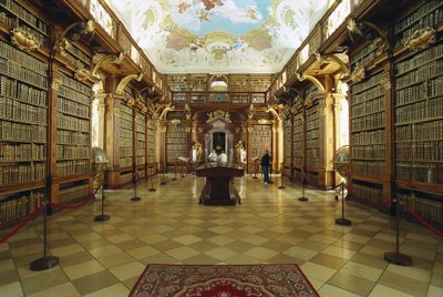 Vista de la biblioteca de la Abadía de Melk realizada en un proyecto de Jakob Prandtauer (1660-1726). Principios del siglo XVIII. Austria de Jakob Prandtauer