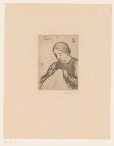 Retrato de Malvina Dedeyn con trabajos manuales
La costurera (título en el objeto) de Jakob Smits