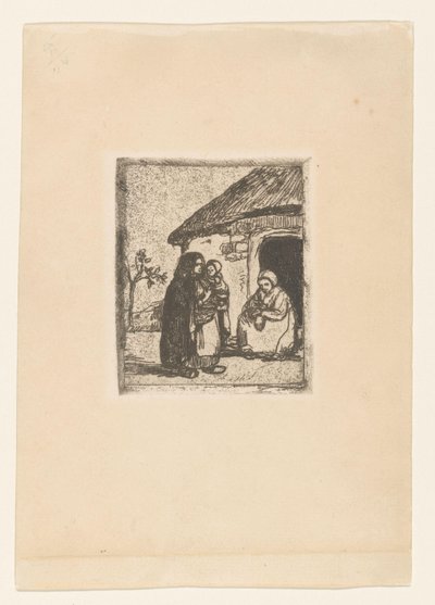Dos mujeres y un niño delante de una casa
Pequeña mendiga (título original) de Jakob Smits