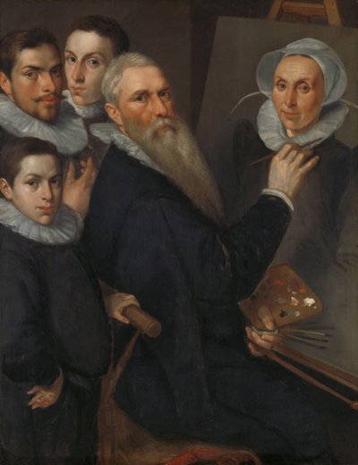 Autorretrato del pintor con su familia, 1594 de Jakob Willemsz. Delff the Elder