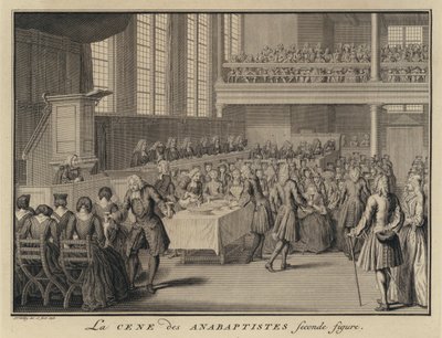La Cena del Señor en una iglesia Anabaptista (grabado) de Jakob van der Schley
