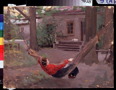 "Dans le hamac" Peinture de Yakov Kalinichenko (1869-1938) 1903 State Regional I. Pozhalostin Art Museum, Ryasan de Jakoff Jakovlevitch Kalinitchenko