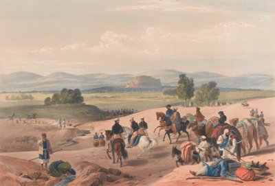 "El acercamiento a la fortaleza de Kwettah", c.1839 de James (after) Atkinson