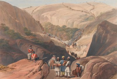 El Primer Descenso por el Paso Koojah, c.1839 de James (after) Atkinson