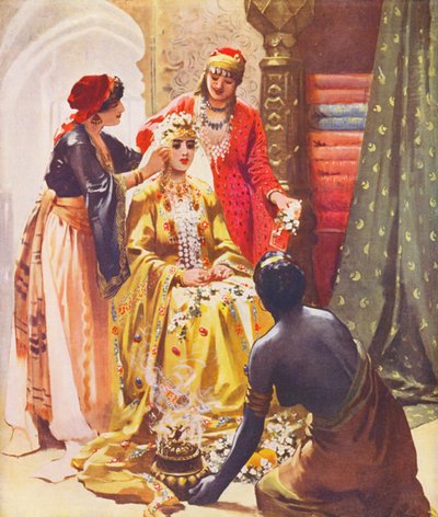 Tierra Santa: "Una novia adornada para su marido" (litografía en color) de James (after) Clark