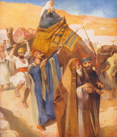 Tierra Santa: Procesión de una novia de pueblo (litografía en color) de James (after) Clark