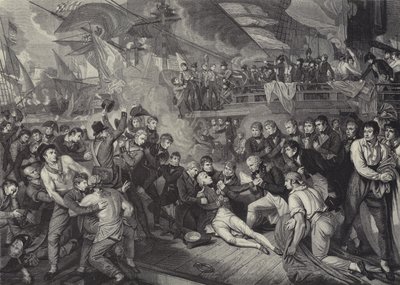 La muerte del almirante Lord Nelson en la batalla de Trafalgar de James (after) Heath