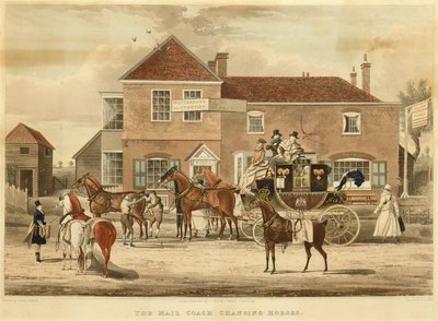 El Carruaje de Correos Cambiando Caballos, c.1825 de James (after) Pollard