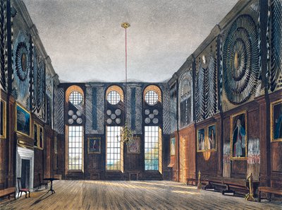 Cámara de guardia, grabado de Richard Reeve (nacido en 1780), basado en el diseño de James Stephanoff (ca 1788-1874), de La Historia de las Residencias Reales de James (after) Stephanoff