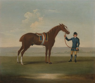 Un caballo castaño (posiblemente Old Partner) sostenido por un mozo de cuadra de James (attr.) Seymour