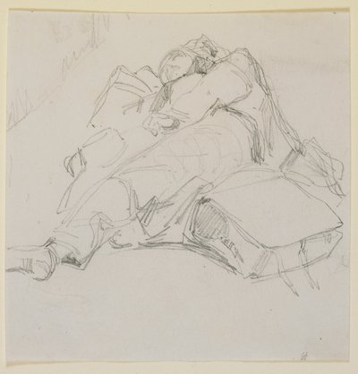 Un hombre dormido sobre una pila de equipaje de James Abbott McNeill Whistler