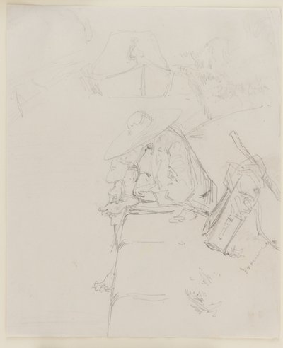 Un hombre sentado en el borde de una pared de James Abbott McNeill Whistler