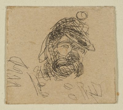 Hombre barbudo con gorra de soldado de Bocetos en la placa de la encuesta costera, 1854-55 de James Abbott McNeill Whistler