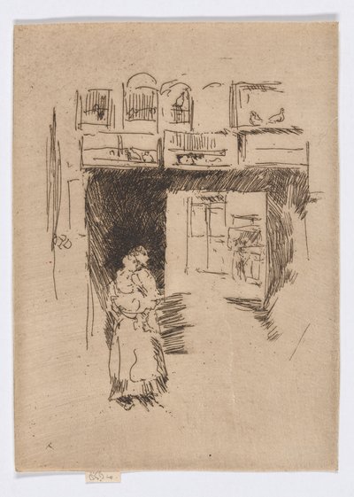 Bird Shop-Seven Dials, c.1886-88 (aguafuerte; tinta sobre papel) de James Abbott McNeill Whistler