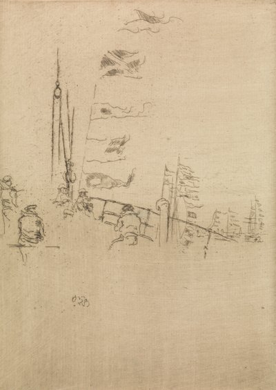 Banderines, de un conjunto de doce grabados titulado La revisión naval, 1887 de James Abbott McNeill Whistler