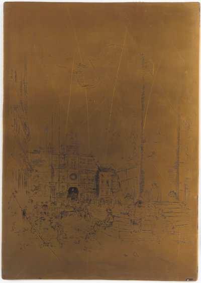 Placa de impresión cancelada para La Piazzetta, 1879-1880 de James Abbott McNeill Whistler