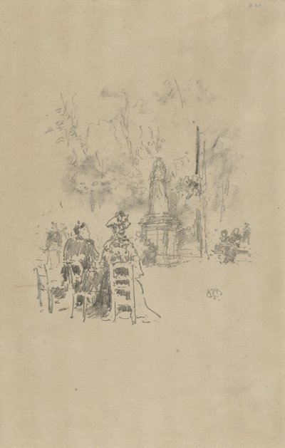 Conversación bajo la estatua, Jardines de Luxemburgo de James Abbott McNeill Whistler