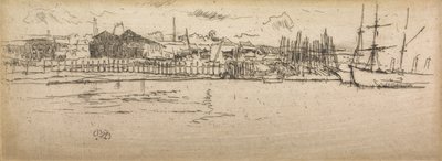 Dique seco, Southampton, de un conjunto de doce grabados titulado La revisión naval, 1887 de James Abbott McNeill Whistler