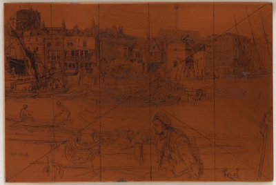 Placa de grabado: Muelle del León Negro, 1859 de James Abbott McNeill Whistler