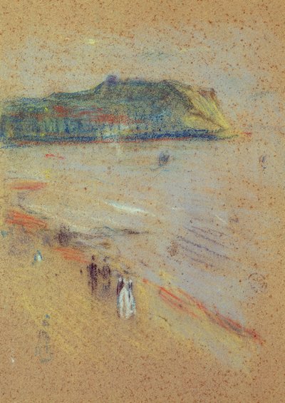 Figuras en una playa cerca de acantilados de James Abbott McNeill Whistler