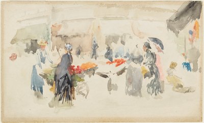 Mercado de flores-Dieppe de James Abbott McNeill Whistler