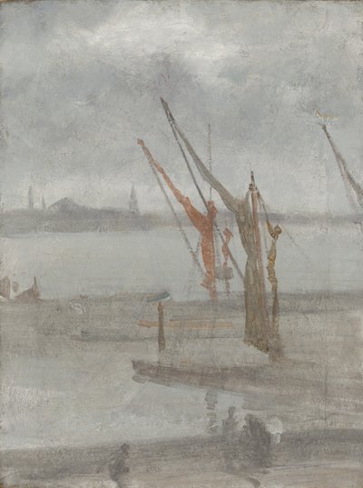 Gris y plata: Chelsea Wharf, c.1864-68 (óleo sobre lienzo) de James Abbott McNeill Whistler