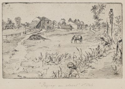 Paisaje con el caballo (El prado) 1859 de James Abbott McNeill Whistler