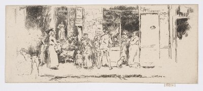 Puesto de periódicos, Rue de Seine, c.1892-93 (aguafuerte; tinta sobre papel) de James Abbott McNeill Whistler