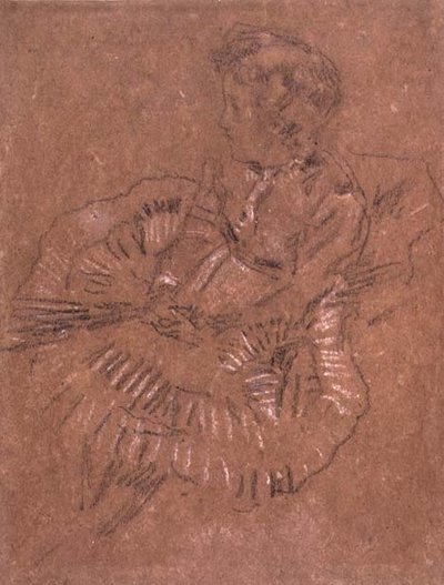PD.67-1959 Una Chica Sentada con una Falda Grande (Un Estudio de Elinor Leyland) c.1870-80 de James Abbott McNeill Whistler