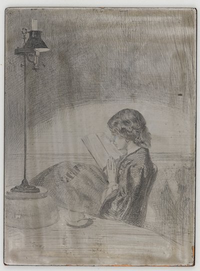 Leyendo a la luz de la lámpara, 1858 de James Abbott McNeill Whistler