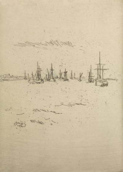 Regreso a Tilbury, de un conjunto de doce grabados titulado La revisión naval, 1887 de James Abbott McNeill Whistler