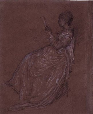 Dama Sentada Leyendo, estudio para la Sra. Layland (pastel sobre papel) de James Abbott McNeill Whistler