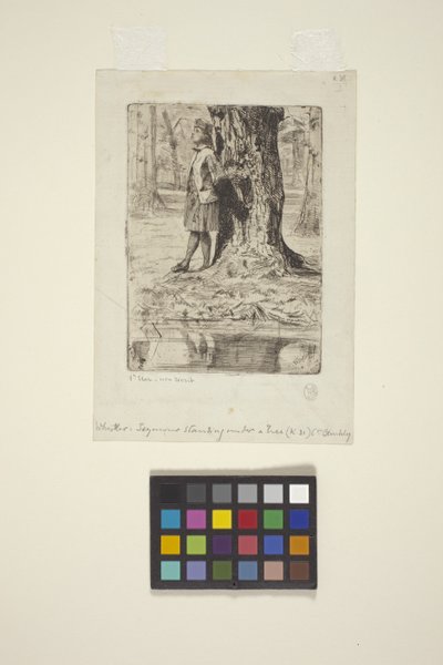 Seymour de pie bajo un árbol (aguafuerte) de James Abbott McNeill Whistler