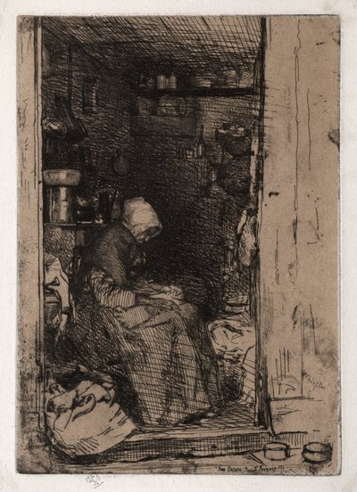 La vieja mujer de los trapos, No. 10 de Doce Aguafuertes de la Naturaleza El Conjunto Francés, 1858 de James Abbott McNeill Whistler