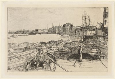 La dársena, de Dieciséis aguafuertes de escenas en el Támesis de James Abbott McNeill Whistler