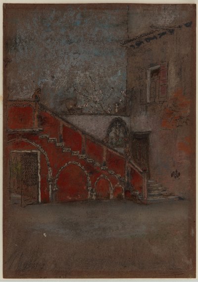 La escalera: Nota en rojo, 1880 de James Abbott McNeill Whistler
