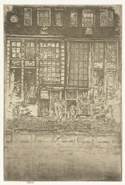 Dos casas del canal en Ámsterdam
Cortina bordada de James Abbott McNeill Whistler