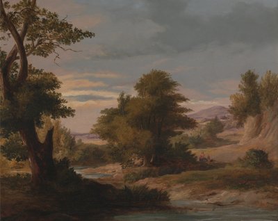 Paisaje fluvial boscoso con madre e hijo de James Arthur OConnor