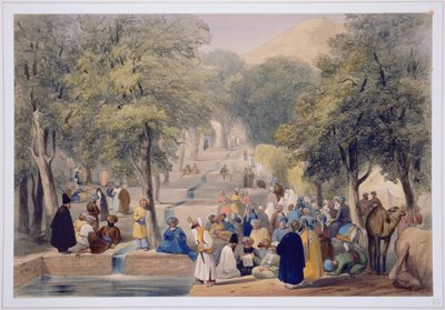 La avenida en la tumba de Baber, de Sketches in Afghaunistan, grabado por Charles Haghe (1810-88) y Louis Haghe (1806-85), publicado por Henry Graves, 1842 de James Atkinson