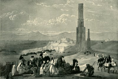 La fortaleza y ciudadela de Ghazni y los dos minaretes, c. 1840, 1901 de James Atkinson