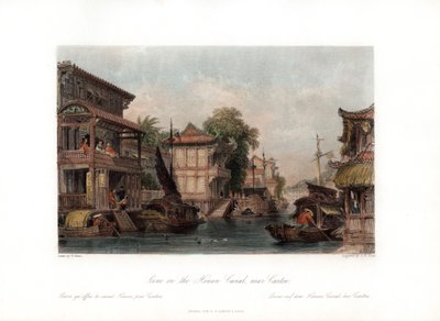 Escena en el canal de Honan, cerca de Cantón, China, c. 1840 de James B. Allen