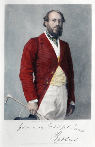 El 6º duque de Rutland vestido para cazar, 1861 de James B. Hunt