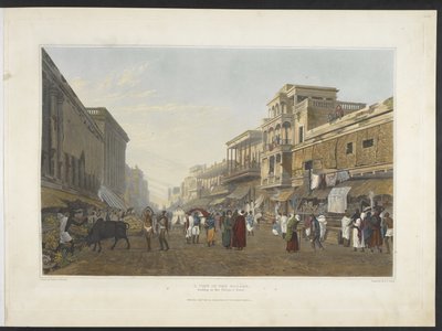 Una vista en el Bazar, que conduce a Chitpore Road, de 